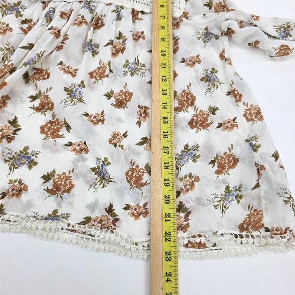 Zara Boho Floral Crochet Top Womens XS Cottagecore Fairy Romantic Blouse NWT - Picture 16 of 16